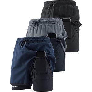 Pantalones Cortos Deportivos 2 en 1 para Hombre, de Secado Rápido, con Bolsillos, para Entrenamiento y Running, Ligeros, Tallas M, L, XL, XXL - Product Image 1