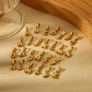 Pendentif Mini Lettre Bulle en Or 18 carats, Acier Inoxydable, Breloque de Bijou Personnalisable DIY avec Lettres Anglaises - Product Image 3