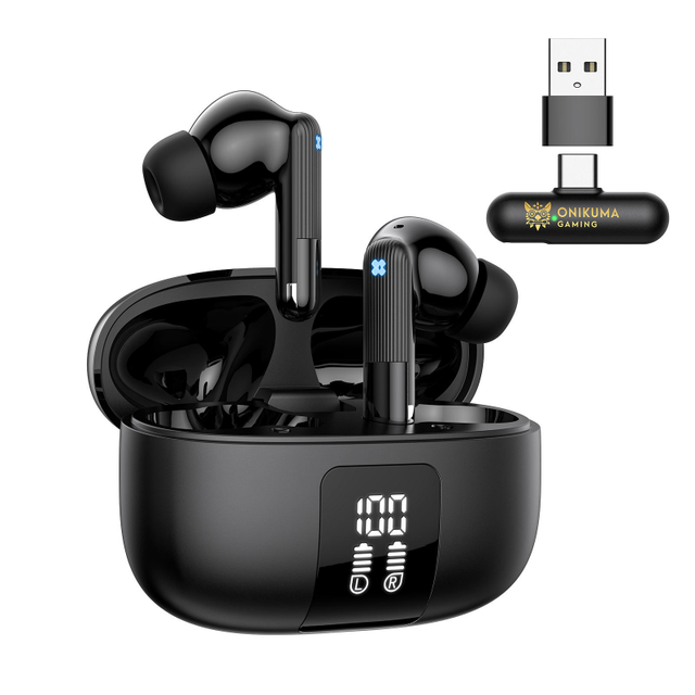 Onikuma TX612 Wireless Gaming TWS Earbuds With Rechargeable 2.4G Dongle BT 5.4 ENC Mic for Steam Deck PS5 Switch Mobile Game