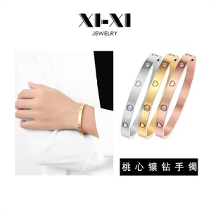 Girl Crystal Popular Non-tarnish Heart Design in Love Cuff Zircon <b>Bracelet</b> for Gifts - Product Image 2