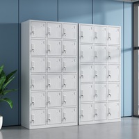 Armoire Métallique pour Vestiaire de Gym et Spa, Casier en Acier à 15/18 Portes, Meuble de Rangement Écologique pour Vêtements avec Trous d'Aération