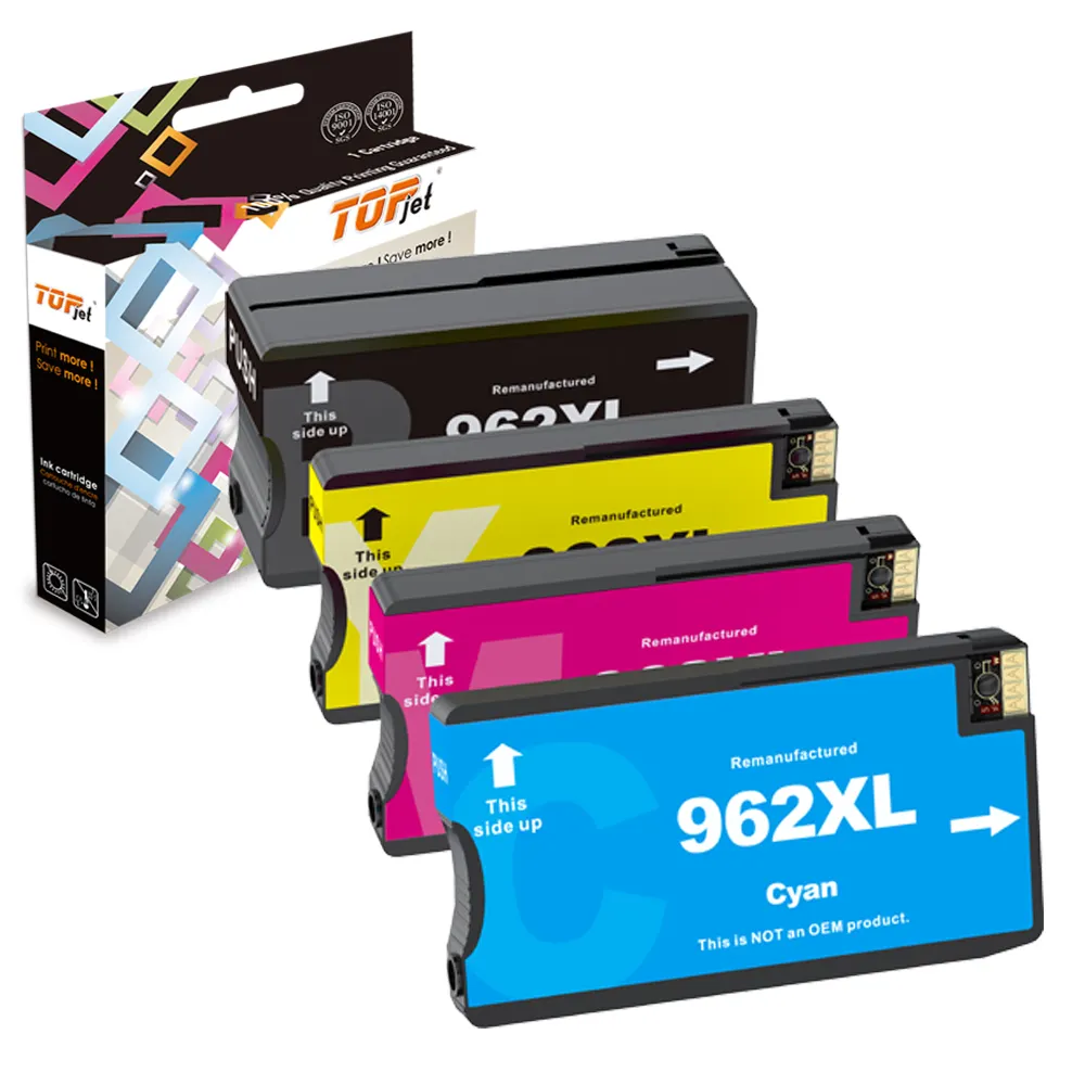 Topjet 962XL 966XL 962 XL 966XL Cartridge tinta warna cocok untuk HP HP966 hp62 Officejet Pro 9010 9025 pencetak Inkjet