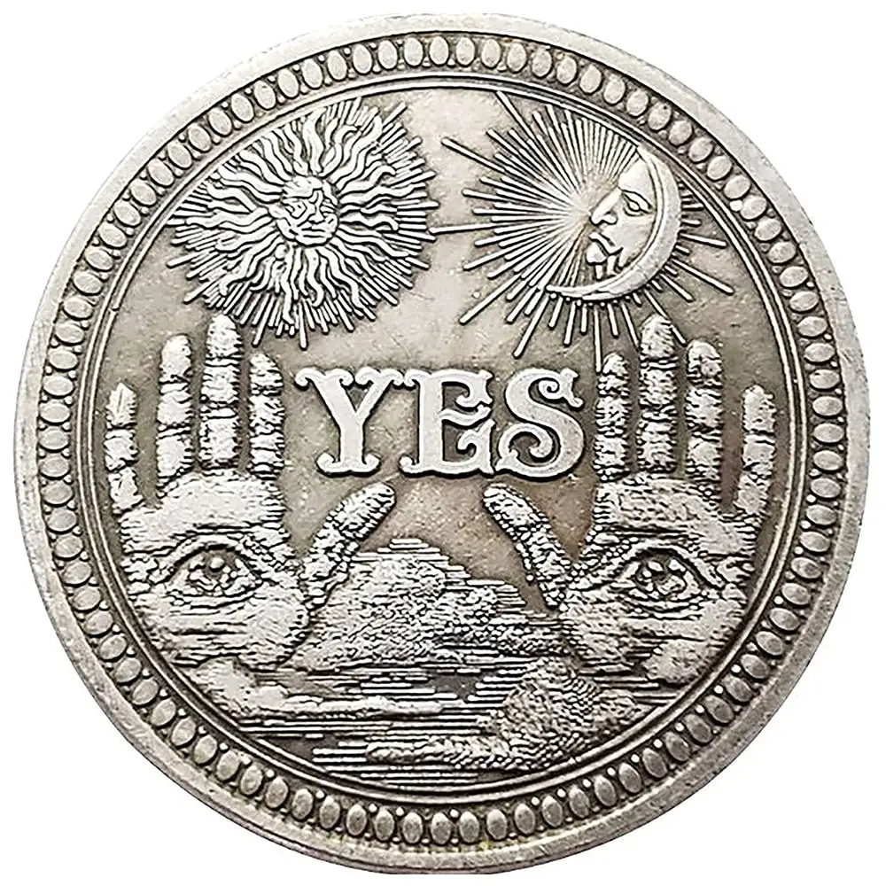 Sì o No previsione scelta moneta Ouija occhio tutto-vedente o angelo della morte moneta gotica placcata in rame Souvenir moneta commemorativa