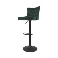 Tabourets de bar modernes en tissu rembourré avec dossier et repose-pieds, pieds en métal noir, hauteur de comptoir pour îlot de cuisine, bar à domicile, café