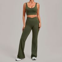 Set Yoga Olahraga Wanita Profesional Grosir 2 Potong, Atasan Crop Kasual untuk Latihan Kekuatan, Bernapas, Cocok untuk Aktivitas Luar Ruangan