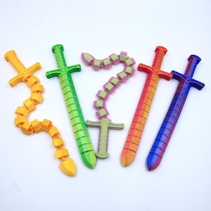 3D Printed Frozen Fidget Whip Sword Flexible Deformation Stress Relief Toy Kinetic <b>Chain</b> Blade ADHD Anxiety Gaming Accessory PLA - Product Image 3