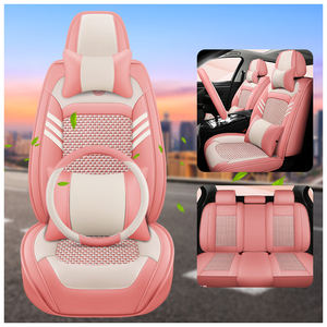 Housse de siège de voiture d'angle pour bureau, ensemble complet 16 pièces, en cuir et soie glacée, style professionnel, respirante, toutes saisons, pour femmes - Product Image 1