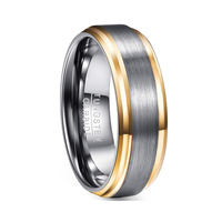 Blauer und schwarzer Wolfram karbid ring Schwarz gebürsteter Blank Center Herren ring Modeschmuck