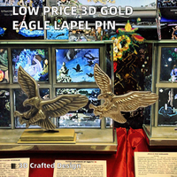 Broche en forme d'aigle antique en bronze doré miniature 3D en alliage de zinc moulé sous pression à bas prix en gros