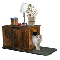 Lit de toilette pour chat à double porte en bois marron Offre Spéciale 2 en 1 maison pour animaux de compagnie grand bac à litière pour chat caché meubles pour animaux de compagnie