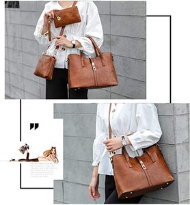 Sacs à bandoulière pour femmes en <span class=keywords><strong>cuir</strong></span> véritable de marque personnalisée, ensemble de 3 sacs de luxe et grands sacs à main pour femmes - Product Image 4