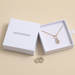 8*8cm White Jewelry Box Hot Stamping Logo Sliding Jewelry Boxes With Logo drawer necklace jewelry box logo customized