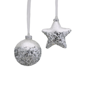 Décoration de Noël personnalisée en <span class=keywords><strong>verre</strong></span> en forme d'étoile, de cœur ou d'arbre avec des paillettes et des perles à vendre - Product Image 4
