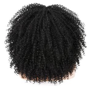 Perruques bouclées FUJAI de 16 pouces pour femmes noires, perruque Afro Bomb avec frange, fibre <span class=keywords><strong>haute</strong></span> <span class=keywords><strong>température</strong></span>, densité 100 %, cheveux bouclés crépus sans colle - Product Image 4
