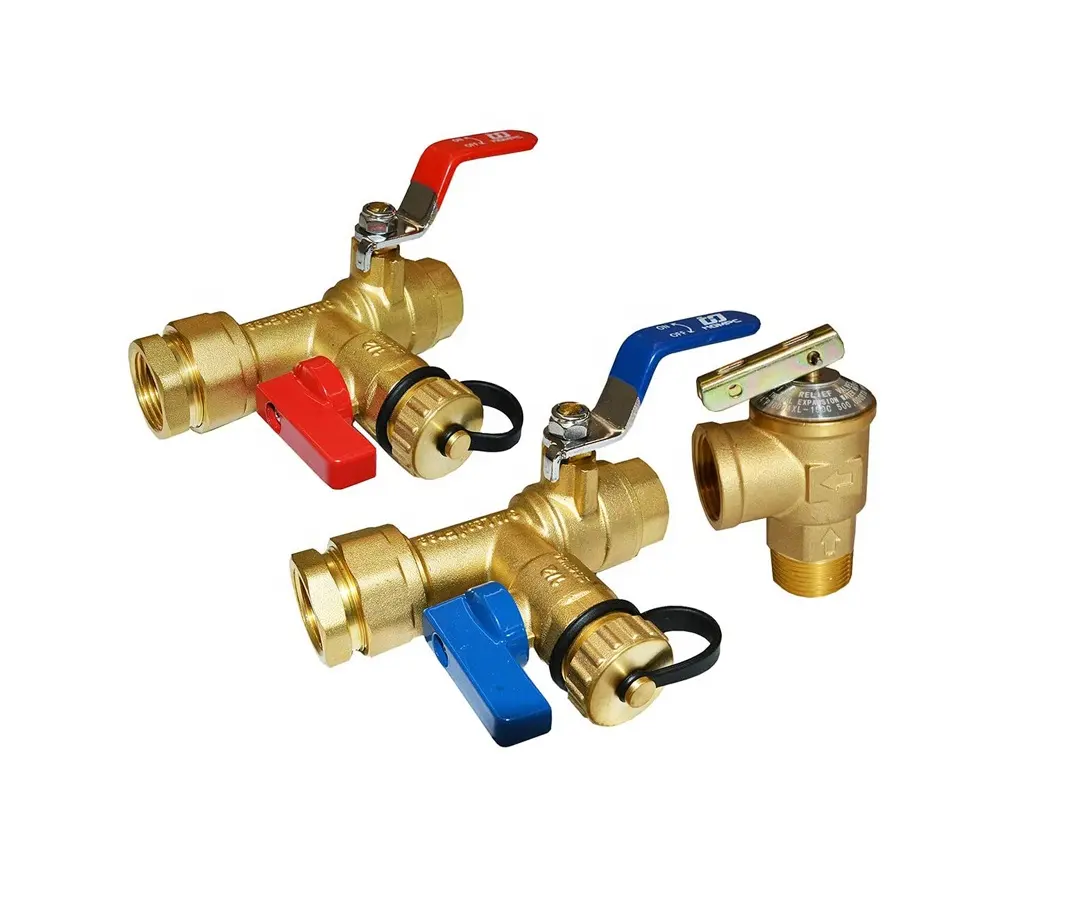 Lead Free Tankless Valve Kit 3/4" NPT, Including 1 Valve For Hot water 1 Pressure Relief Valve