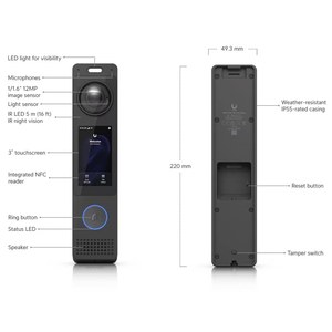 Cámara Inteligente para Puerta Ubiquiti UVC-G6-Pro-Entry de 12MP y Control de Acceso con Pantalla Táctil de 3 Pulgadas Ubiquiti UVC-G6-Pro-Entry W1199 - Product Image 2
