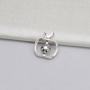 จี้เงินแท้ S925 รูปแอปเปิ้ล พร้อมฐานสำหรับใส่ไข่มุก ผลิตภัณฑ์กึ่งสำเร็จรูปสำหรับทำเครื่องประดับ DIY สำหรับผู้หญิง - Product Image 2