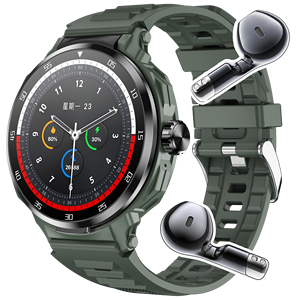D11 Smartwatch <span class=keywords><strong>2</strong></span>-in-1 con Monitoraggio Passi, Calorie, Sonno, Frequenza Cardiaca e Pressione, Orologio Fitness Rotondo con Auricolari TWS Integrati - Product Image 1
