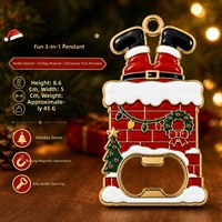 Décapsuleur magnétique de Noël personnalisé pour réfrigérateur, en alliage de zinc, design créatif Père Noël, multifonctionnel, cadeau festif, pendentif