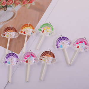 Abalorios de resina con forma de piruleta arcoíris, colores aleatorios, accesorios de joyería DIY para fundas de teléfono, llaveros, regalos, colgantes de moda unisex - Product Image 3