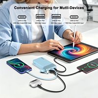 NOBIS 65W 65 Watt Pd Chargeur rapide pour ordinateur portable et téléphone 20000mAh Haute capacité Chargeur portable fin pour voyage avec câble Type-C