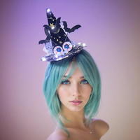 Lumineux Sorcière LED Light up Chapeau Méchant Sorcière Bandeau avec Araignée Halloween Cheveux Accessoires Cosplay Props En Plastique