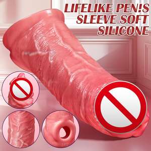 App-gesteuerter Dildo Kondom-Verstärker Männliches Sexspielzeug Silikon Gummi Verbesserter Realistischer Vibrator für Männer - Product Image 6