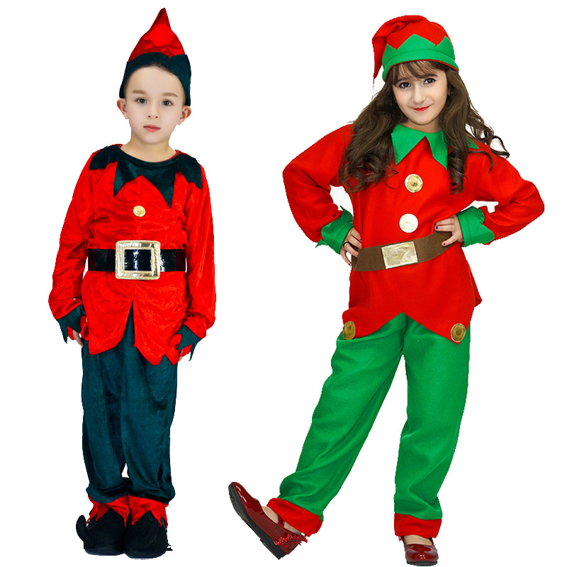 Disfraz De Elfo De Navidad Para Niñas Y Niños – Vestido Rojo Y Verde Con Cinturón, Gorro Y Medias, Ideal Para Fiestas Escolares