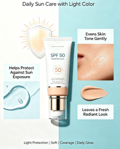 OEM Crema Hidratante con Color SPF30 50 Cobertura Ligera Base de Maquillaje Protector Solar No Grasoso Loción Diaria con Color Crema Iluminadora - Product Image 5