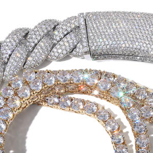 NUOYA Gioielli Hip Hop di Tendenza, Collana con Catena Cubana Placcata Oro 18K, Motivo Geometrico con Pietre Preziose Colorate per Uomo e Donna - Product Image 2