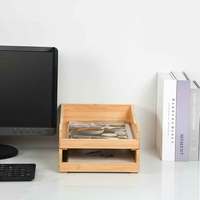 Organisateur de bureau empilable en bambou pour documents et courrier, à un seul niveau, pour la maison, le bureau ou l'école