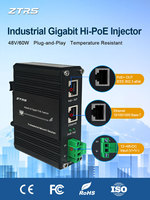 Injecteur PoE+ Gigabit industriel 2 ports, 60W max par port, entrée large plage de tension 12-48V, haute puissance, caméra IP, point d'accès sans fil, Cat5e