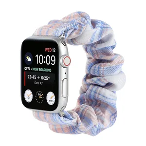 Nieuwe Jk Style Scrunchies Haarband Katoenen Bandjes Set Voor Applewatch 7 6 5 4 3 Se Vrouwen Meisjes Bandjes 44 40 38 42Mm Raster Polsband