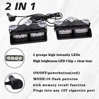 2-in-1 16 LED Auto-Blitzlicht Notfall-Warnleuchte Windschutzscheiben-Leiste 16 LEDs Rot Blau Gelb Weiß Armaturenbrett Auto-Licht