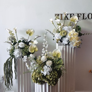 2025 New Arrival Floral Candle Green White Faux Flower Arrangement Artificial Flower Bouquet <strong>Table</strong> <strong>Centre</strong> <strong>Piece</strong> for Weddings - Product Image 3