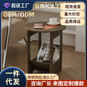 Modern Round Nightstand MDF Portable <b>Bedside</b> Table With Storage For Bedroom Home Furniture <b>White</b> Black Color Options - Product Image 2