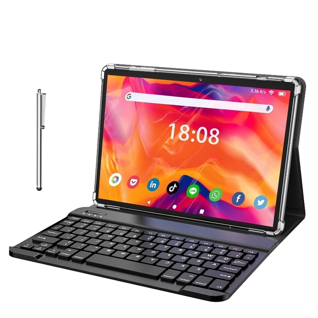 10.1 Inch Octa Core Android 11 Tablet PC 4+64GB 5G WiFi 4G GSM Tablet with Case 2 in 1 Tablet with Keyboard