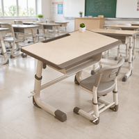 Ensemble de mobilier scolaire robuste à levage manuel de 80 cm, directement du fabricant – Bureau et chaise ergonomiques réglables pour salles de classe