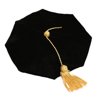 Sombrero Tam de graduación doctoral de 8 lados de terciopelo negro Unisex de alta calidad con borla de lingotes dorados al por mayor para uso escolar