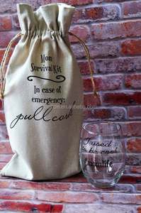 Bolsa con cordón de arpillera Personalizar Bolsa de vino de lino - Product Image 6