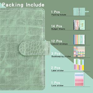 Commercio all'ingrosso A6 a spirale di bilancio raccoglitore in coccodrillo con buste e Notebook 6 anelli in pelle di cuoio Set Cover - Product Image 6