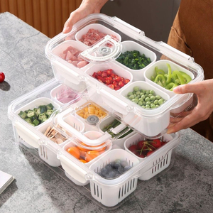 Factory Wholesale Fresh Food Storage Box Set <strong>with</strong> Compartments for Refrigerator Food Sealed Fresh Keeping Container <strong>with</strong> <strong>Timer</strong> - Product Image 1
