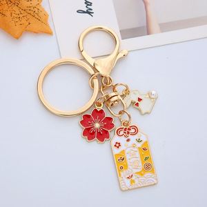 Cute <b>Cartoon</b> Metal Creative Good Luck Sakura Blessing Keychain Bag <b>Backpack</b> Pendant Charm Keyring Gifts - Product Image 2
