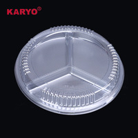 Boîte d'emballage transparente KARYO 281-2 à 3 compartiments, récipient alimentaire jetable pour viande fraîche, fruits et légumes