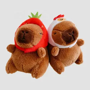 Soft Capybara Stuffed Animals Plush Toys Chick Capybara Dolls School Bag Keychain Turtle Strawberry Backpack Pendant Kids Gift
