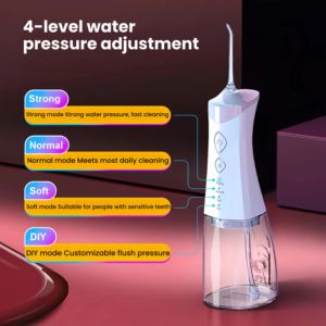 Irrigador Bucal Eléctrico Inalámbrico Helans HLS-C2 IPX7, 4 Modos, 5 Boquillas, Pulsos de Alta Frecuencia, Tanque Desmontable de 350 ml, 1500 mAh, USB-C - Product Image 6