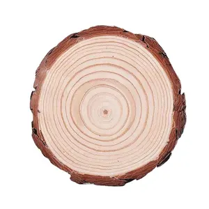 Placa de cortar madeira natural sem descascar, placa de corte redonda criativa de madeira natural com pedra para cortar
