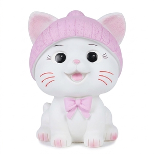 <span class=keywords><strong>Hucha</strong></span> de resina de gato blanco con lazo rosa, diseño de <span class=keywords><strong>gatito</strong></span> de dibujos animados, para decoración de habitación de niñas y regalo de cumpleaños - Product Image 1