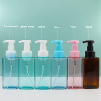 Botol pompa busa plastik bulat kosong 100ml 200ml pompa busa Mousse Pembersih wajah hewan peliharaan putih transparan