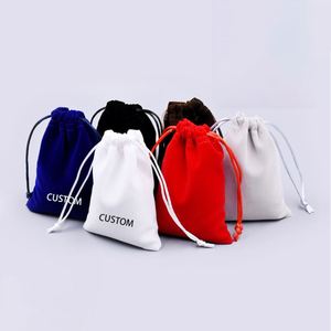 Wholesale Blue <b>Black</b> Red Drawstring Velvet <b>Cloth</b> Bag Jewelry Storage Bag Custom Logo Velvet <b>Cloth</b> Gift Packaging Drawstring Bag - Product Image 1